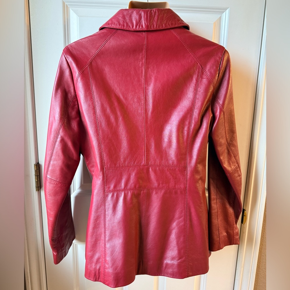 Women's Wilson Red Leather Jacket - Picture 2 of 9